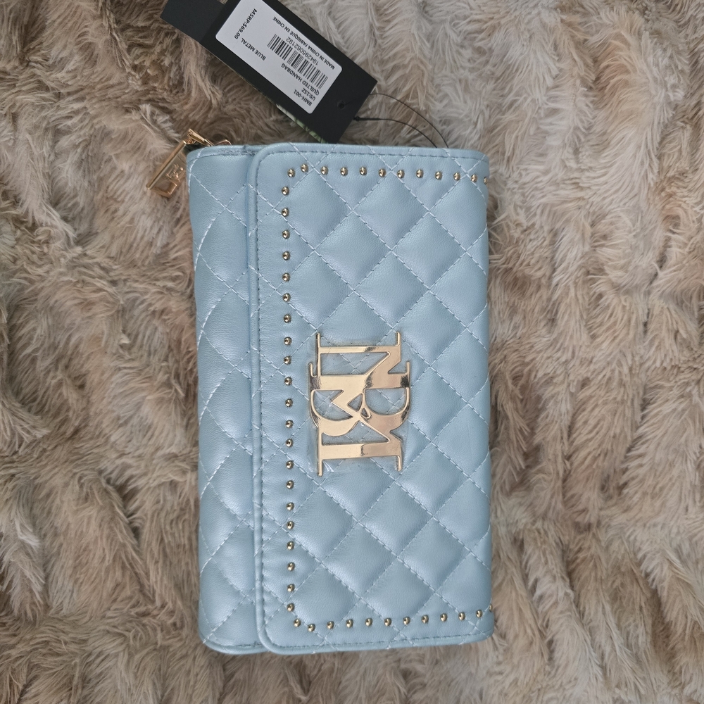 Badgley Mischka Light Blue Quilted Clutch